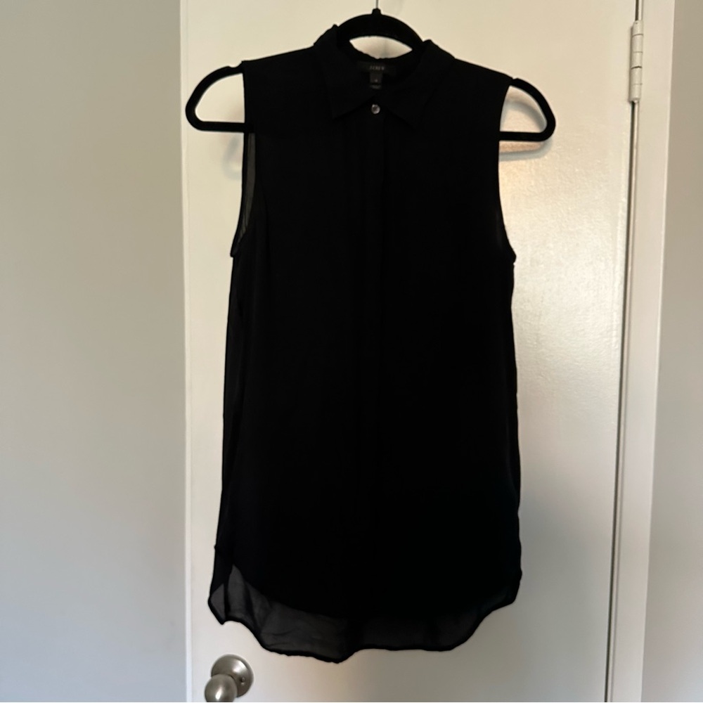 J. CREW - Silk Black Button Down Tank - Size 4 / Small